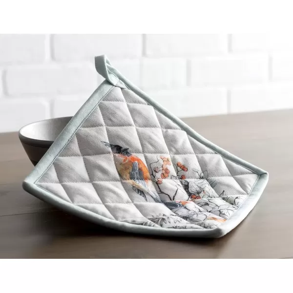 imageMaison d Hermine Pot Holder 100 Cotton Potholder Set of 2 Heat Resistant 8quotx8quot with Loop Hot Pads Kitchen Baking Barbeque ampamp Microwave Kalahari  ThanksgivingChristmas38  Whitish Shabby Chique