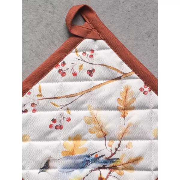 imageMaison d Hermine Pot Holder 100 Cotton Potholder Set of 2 Heat Resistant 8quotx8quot with Loop Hot Pads Kitchen Baking Barbeque ampamp Microwave Kalahari  ThanksgivingChristmas37  Oak Leaves