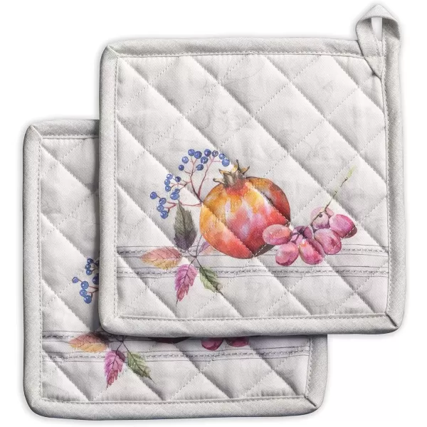 imageMaison d Hermine Pot Holder 100 Cotton Potholder Set of 2 Heat Resistant 8quotx8quot with Loop Hot Pads Kitchen Baking Barbeque ampamp Microwave Kalahari  ThanksgivingChristmas23  Fruit Dhiver