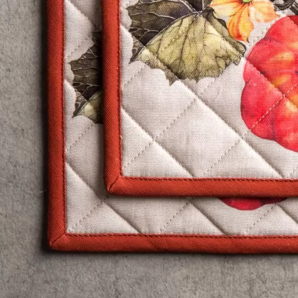 imageMaison d Hermine Pot Holder 100 Cotton Potholder Set of 2 Heat Resistant 8quotx8quot with Loop Hot Pads Kitchen Baking Barbeque ampamp Microwave Kalahari  ThanksgivingChristmas28  Potiron