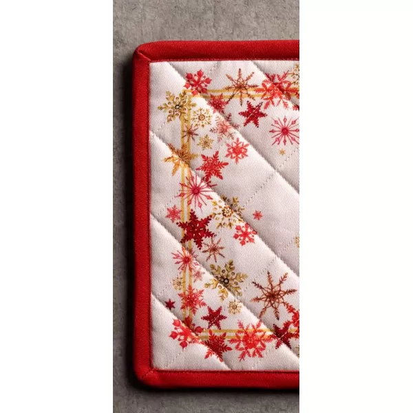 imageMaison d Hermine Pot Holder 100 Cotton Potholder Set of 2 Heat Resistant 8quotx8quot with Loop Hot Pads Kitchen Baking Barbeque ampamp Microwave Kalahari  ThanksgivingChristmas32  Crystal Star