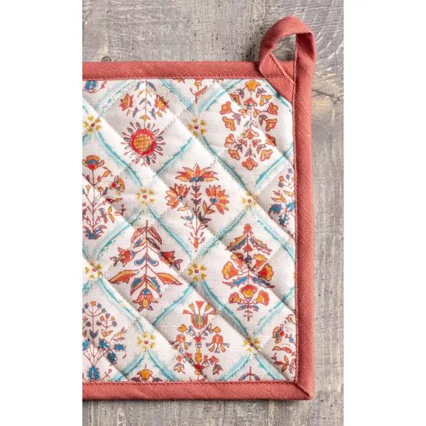 imageMaison d Hermine Pot Holder 100 Cotton Potholder Set of 2 Heat Resistant 8quotx8quot with Loop Hot Pads Kitchen Baking Barbeque ampamp Microwave Kalahari  ThanksgivingChristmas13  Romane