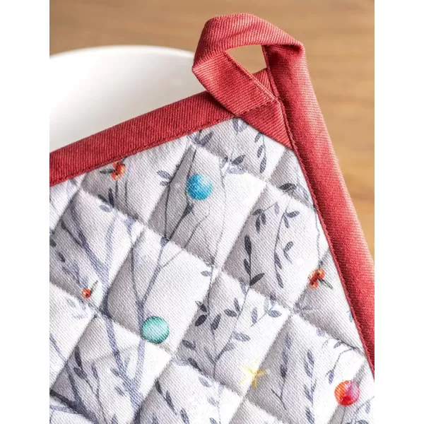 imageMaison d Hermine Pot Holder 100 Cotton Potholder Set of 2 Heat Resistant 8quotx8quot with Loop Hot Pads Kitchen Baking Barbeque ampamp Microwave Kalahari  ThanksgivingChristmas30  Fairy Christmas