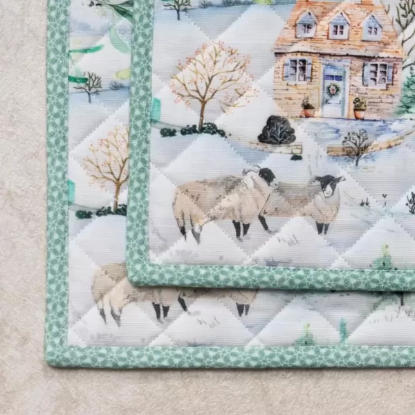 imageMaison d Hermine Pot Holder 100 Cotton Potholder Set of 2 Heat Resistant 8quotx8quot with Loop Hot Pads Kitchen Baking Barbeque ampamp Microwave Kalahari  ThanksgivingChristmas47  Snowy World