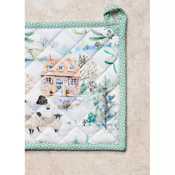 imageMaison d Hermine Pot Holder 100 Cotton Potholder Set of 2 Heat Resistant 8quotx8quot with Loop Hot Pads Kitchen Baking Barbeque ampamp Microwave Kalahari  ThanksgivingChristmas47  Snowy World
