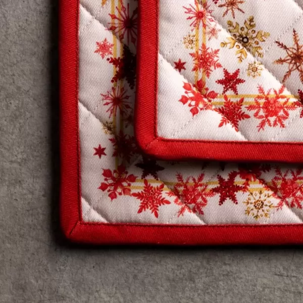 imageMaison d Hermine Pot Holder 100 Cotton Potholder Set of 2 Heat Resistant 8quotx8quot with Loop Hot Pads Kitchen Baking Barbeque ampamp Microwave Kalahari  ThanksgivingChristmas32  Crystal Star
