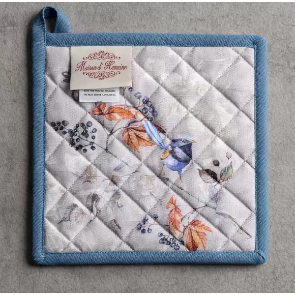 imageMaison d Hermine Pot Holder 100 Cotton Potholder Set of 2 Heat Resistant 8quotx8quot with Loop Hot Pads Kitchen Baking Barbeque ampamp Microwave Kalahari  ThanksgivingChristmas8  Equinoxe  Grey