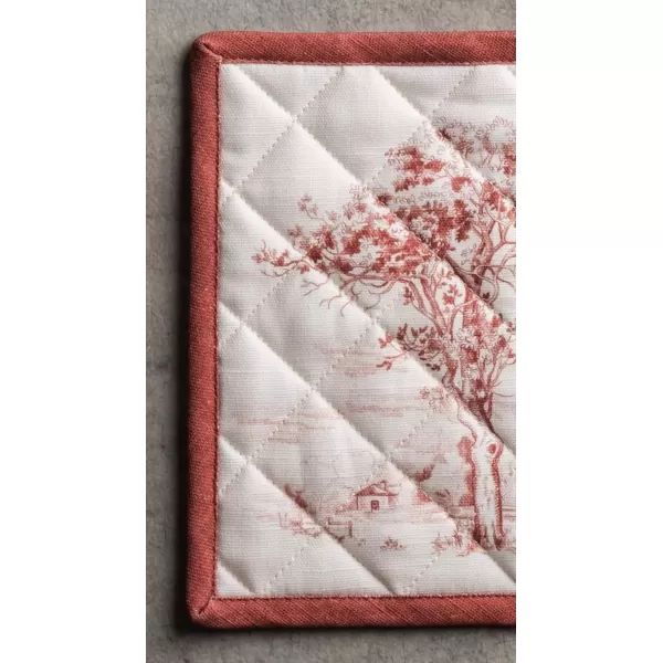 imageMaison d Hermine Pot Holder 100 Cotton Potholder Set of 2 Heat Resistant 8quotx8quot with Loop Hot Pads Kitchen Baking Barbeque ampamp Microwave Kalahari  ThanksgivingChristmas43  Holy Jouy  Red