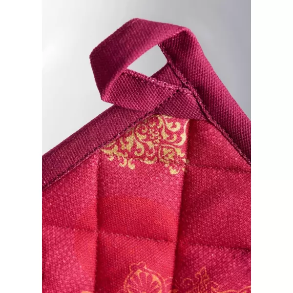 imageMaison d Hermine Pot Holder 100 Cotton Potholder Set of 2 Heat Resistant 8quotx8quot with Loop Hot Pads Kitchen Baking Barbeque ampamp Microwave Kalahari  ThanksgivingChristmas25  Versailles