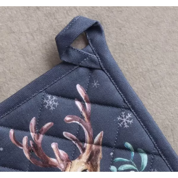 imageMaison d Hermine Pot Holder 100 Cotton Potholder Set of 2 Heat Resistant 8quotx8quot with Loop Hot Pads Kitchen Baking Barbeque ampamp Microwave Kalahari  ThanksgivingChristmas14  Christmas Joy