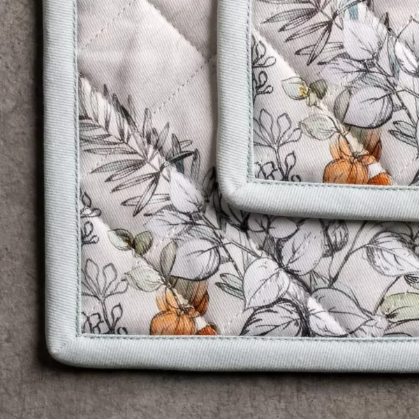 imageMaison d Hermine Pot Holder 100 Cotton Potholder Set of 2 Heat Resistant 8quotx8quot with Loop Hot Pads Kitchen Baking Barbeque ampamp Microwave Kalahari  ThanksgivingChristmas38  Whitish Shabby Chique