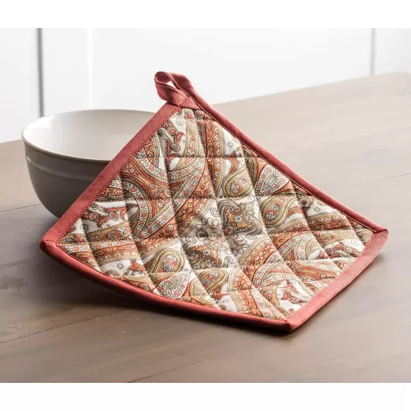 imageMaison d Hermine Pot Holder 100 Cotton Potholder Set of 2 Heat Resistant 8quotx8quot with Loop Hot Pads Kitchen Baking Barbeque ampamp Microwave Kalahari  ThanksgivingChristmas4  Kashmir Paisley