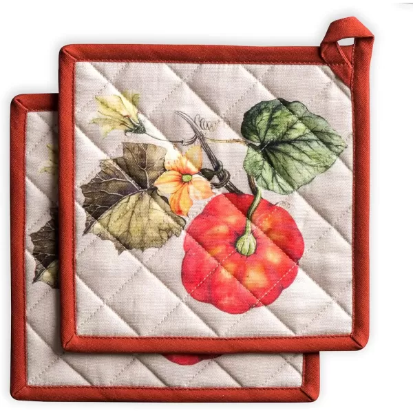 imageMaison d Hermine Pot Holder 100 Cotton Potholder Set of 2 Heat Resistant 8quotx8quot with Loop Hot Pads Kitchen Baking Barbeque ampamp Microwave Kalahari  ThanksgivingChristmas28  Potiron