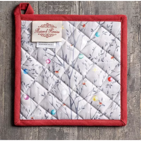 imageMaison d Hermine Pot Holder 100 Cotton Potholder Set of 2 Heat Resistant 8quotx8quot with Loop Hot Pads Kitchen Baking Barbeque ampamp Microwave Kalahari  ThanksgivingChristmas30  Fairy Christmas