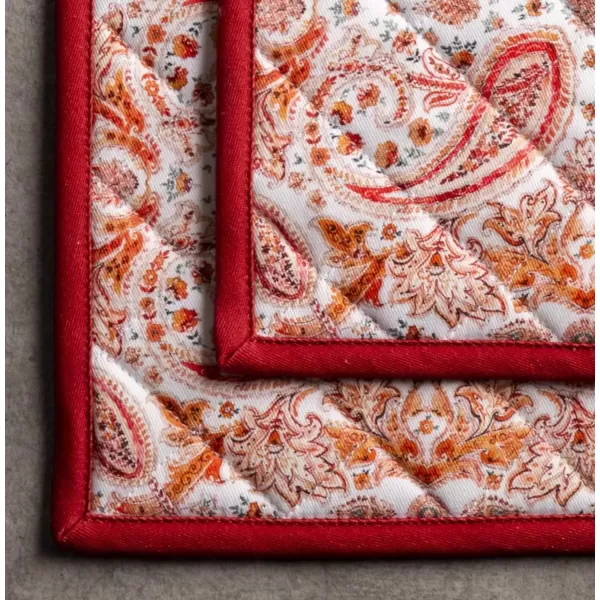 imageMaison d Hermine Pot Holder 100 Cotton Potholder Set of 2 Heat Resistant 8quotx8quot with Loop Hot Pads Kitchen Baking Barbeque ampamp Microwave Kalahari  ThanksgivingChristmas10  Orient