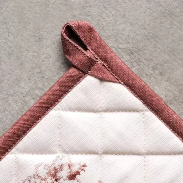 imageMaison d Hermine Pot Holder 100 Cotton Potholder Set of 2 Heat Resistant 8quotx8quot with Loop Hot Pads Kitchen Baking Barbeque ampamp Microwave Kalahari  ThanksgivingChristmas42  Holy Jouy  Brown