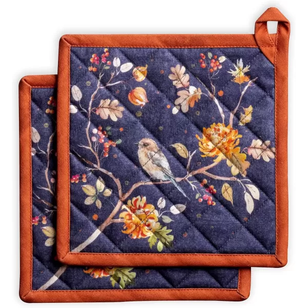 imageMaison d Hermine Pot Holder 100 Cotton Potholder Set of 2 Heat Resistant 8quotx8quot with Loop Hot Pads Kitchen Baking Barbeque ampamp Microwave Kalahari  ThanksgivingChristmas2  Kelim  Infinity