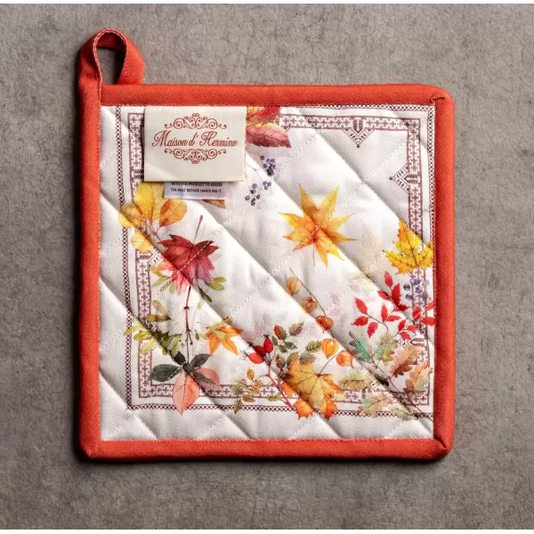 imageMaison d Hermine Pot Holder 100 Cotton Potholder Set of 2 Heat Resistant 8quotx8quot with Loop Hot Pads Kitchen Baking Barbeque ampamp Microwave Kalahari  ThanksgivingChristmas5  Amarante