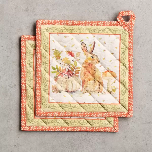 imageMaison d Hermine Pot Holder 100 Cotton Potholder Set of 2 Heat Resistant 8quotx8quot with Loop Hot Pads Kitchen Baking Barbeque ampamp Microwave Kalahari  ThanksgivingChristmas46  Pumpkin Passion
