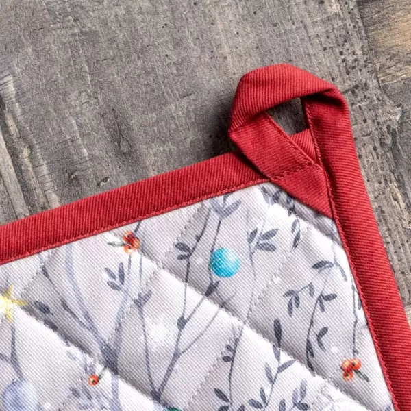 imageMaison d Hermine Pot Holder 100 Cotton Potholder Set of 2 Heat Resistant 8quotx8quot with Loop Hot Pads Kitchen Baking Barbeque ampamp Microwave Kalahari  ThanksgivingChristmas30  Fairy Christmas