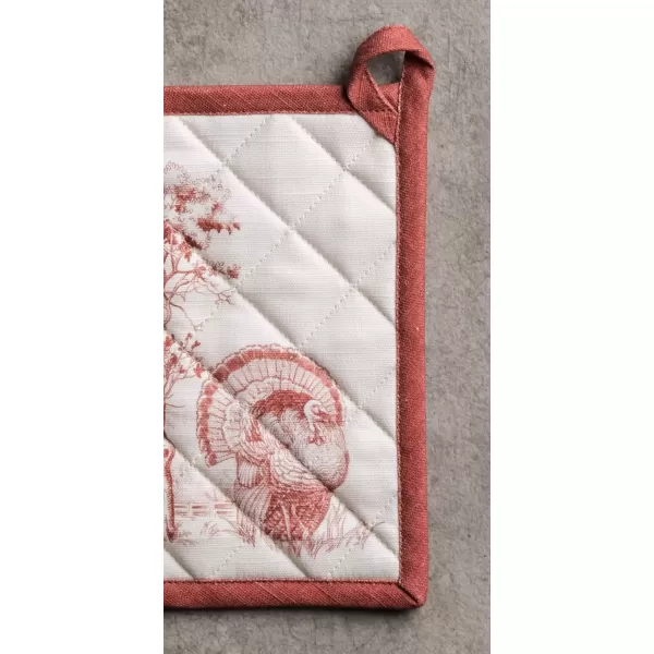 imageMaison d Hermine Pot Holder 100 Cotton Potholder Set of 2 Heat Resistant 8quotx8quot with Loop Hot Pads Kitchen Baking Barbeque ampamp Microwave Kalahari  ThanksgivingChristmas43  Holy Jouy  Red