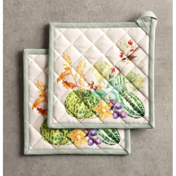 imageMaison d Hermine Pot Holder 100 Cotton Potholder Set of 2 Heat Resistant 8quotx8quot with Loop Hot Pads Kitchen Baking Barbeque ampamp Microwave Kalahari  ThanksgivingChristmas40  Lumina