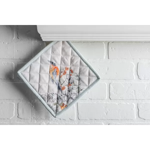 imageMaison d Hermine Pot Holder 100 Cotton Potholder Set of 2 Heat Resistant 8quotx8quot with Loop Hot Pads Kitchen Baking Barbeque ampamp Microwave Kalahari  ThanksgivingChristmas38  Whitish Shabby Chique