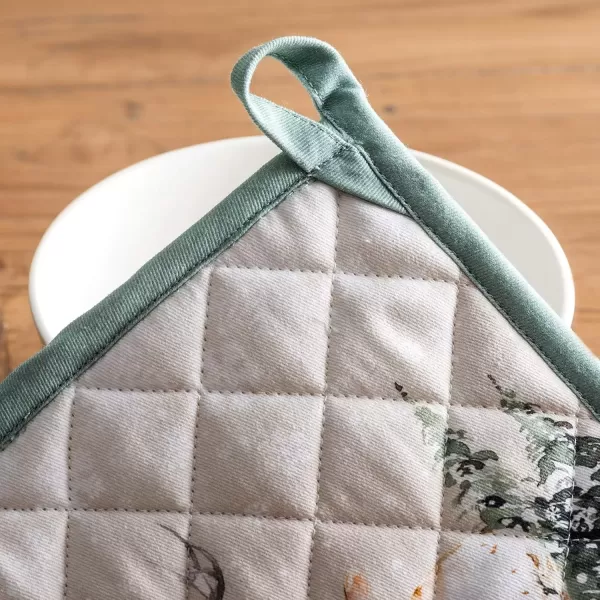 imageMaison d Hermine Pot Holder 100 Cotton Potholder Set of 2 Heat Resistant 8quotx8quot with Loop Hot Pads Kitchen Baking Barbeque ampamp Microwave Kalahari  ThanksgivingChristmas11  Deer in the Woods