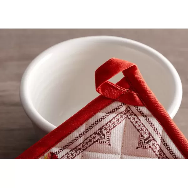 imageMaison d Hermine Pot Holder 100 Cotton Potholder Set of 2 Heat Resistant 8quotx8quot with Loop Hot Pads Kitchen Baking Barbeque ampamp Microwave Kalahari  ThanksgivingChristmas5  Amarante