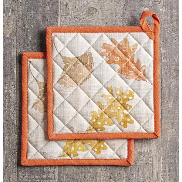 imageMaison d Hermine Pot Holder 100 Cotton Potholder Set of 2 Heat Resistant 8quotx8quot with Loop Hot Pads Kitchen Baking Barbeque ampamp Microwave Kalahari  ThanksgivingChristmas20  Colors of Autumn