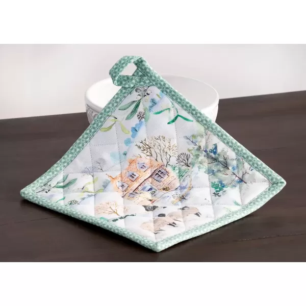 imageMaison d Hermine Pot Holder 100 Cotton Potholder Set of 2 Heat Resistant 8quotx8quot with Loop Hot Pads Kitchen Baking Barbeque ampamp Microwave Kalahari  ThanksgivingChristmas47  Snowy World