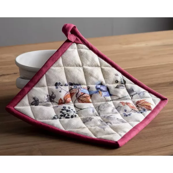 imageMaison d Hermine Pot Holder 100 Cotton Potholder Set of 2 Heat Resistant 8quotx8quot with Loop Hot Pads Kitchen Baking Barbeque ampamp Microwave Kalahari  ThanksgivingChristmas12  Equinoxe  Beige
