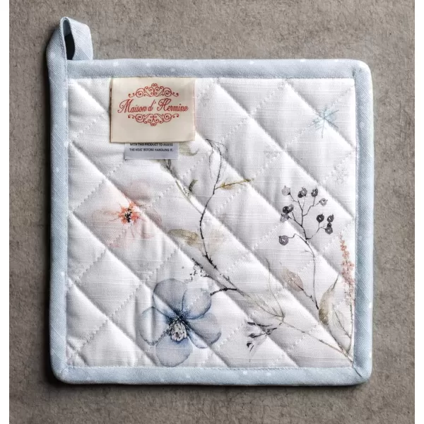 imageMaison d Hermine Pot Holder 100 Cotton Potholder Set of 2 Heat Resistant 8quotx8quot with Loop Hot Pads Kitchen Baking Barbeque ampamp Microwave Kalahari  ThanksgivingChristmas15  Ice Florals