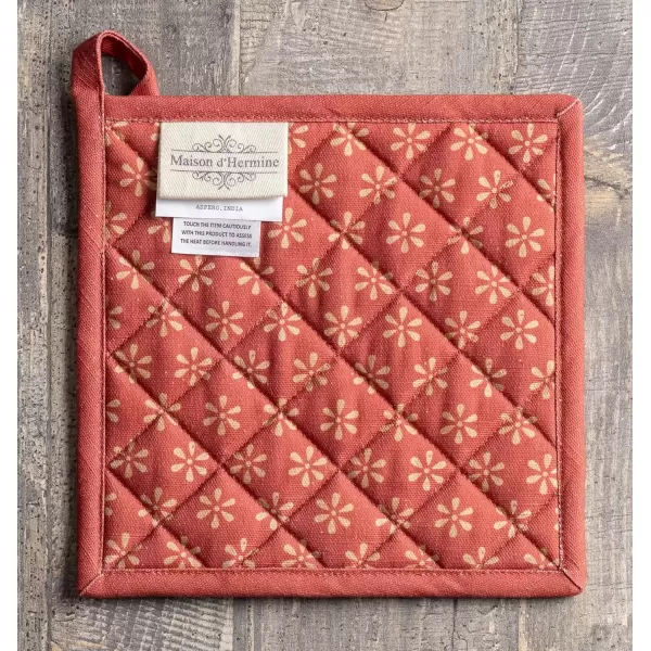 imageMaison d Hermine Pot Holder 100 Cotton Potholder Set of 2 Heat Resistant 8quotx8quot with Loop Hot Pads Kitchen Baking Barbeque ampamp Microwave Kalahari  ThanksgivingChristmas13  Romane
