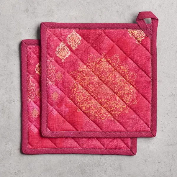 imageMaison d Hermine Pot Holder 100 Cotton Potholder Set of 2 Heat Resistant 8quotx8quot with Loop Hot Pads Kitchen Baking Barbeque ampamp Microwave Kalahari  ThanksgivingChristmas25  Versailles
