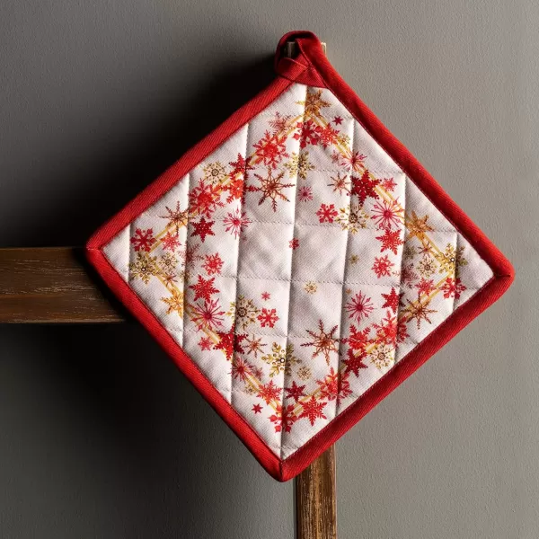 imageMaison d Hermine Pot Holder 100 Cotton Potholder Set of 2 Heat Resistant 8quotx8quot with Loop Hot Pads Kitchen Baking Barbeque ampamp Microwave Kalahari  ThanksgivingChristmas32  Crystal Star