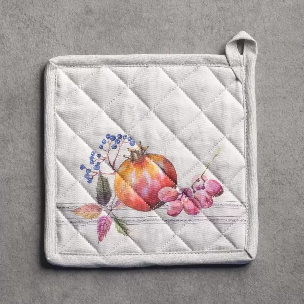 imageMaison d Hermine Pot Holder 100 Cotton Potholder Set of 2 Heat Resistant 8quotx8quot with Loop Hot Pads Kitchen Baking Barbeque ampamp Microwave Kalahari  ThanksgivingChristmas23  Fruit Dhiver