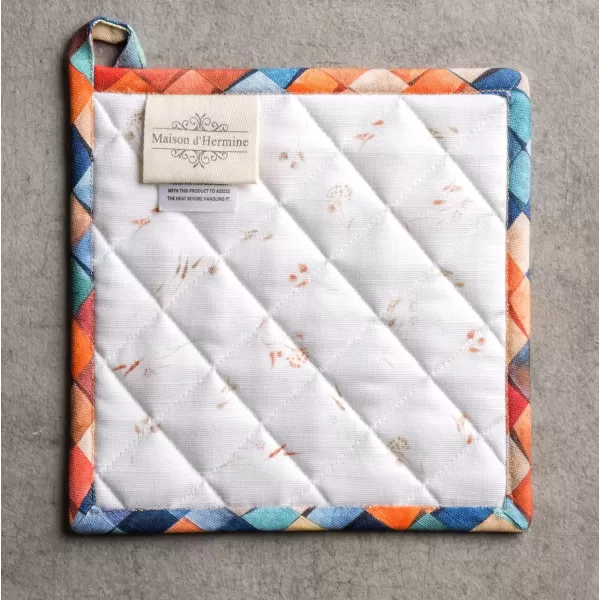 imageMaison d Hermine Pot Holder 100 Cotton Potholder Set of 2 Heat Resistant 8quotx8quot with Loop Hot Pads Kitchen Baking Barbeque ampamp Microwave Kalahari  ThanksgivingChristmas24  Faisan Dautomne