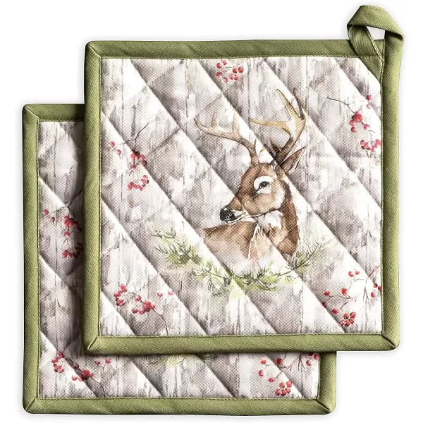 imageMaison d Hermine Pot Holder 100 Cotton Potholder Set of 2 Heat Resistant 8quotx8quot with Loop Hot Pads Kitchen Baking Barbeque ampamp Microwave Kalahari  ThanksgivingChristmas35  Mountain Life