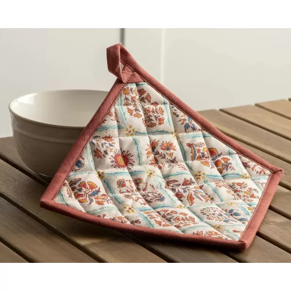 imageMaison d Hermine Pot Holder 100 Cotton Potholder Set of 2 Heat Resistant 8quotx8quot with Loop Hot Pads Kitchen Baking Barbeque ampamp Microwave Kalahari  ThanksgivingChristmas13  Romane