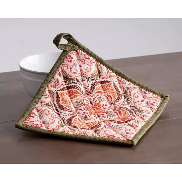 imageMaison d Hermine Pot Holder 100 Cotton Potholder Set of 2 Heat Resistant 8quotx8quot with Loop Hot Pads Kitchen Baking Barbeque ampamp Microwave Kalahari  ThanksgivingChristmas16  Damask