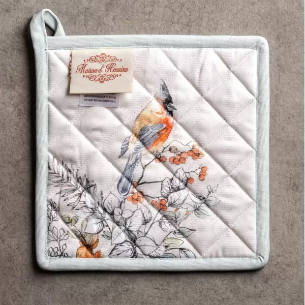 imageMaison d Hermine Pot Holder 100 Cotton Potholder Set of 2 Heat Resistant 8quotx8quot with Loop Hot Pads Kitchen Baking Barbeque ampamp Microwave Kalahari  ThanksgivingChristmas38  Whitish Shabby Chique