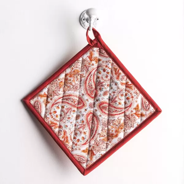 imageMaison d Hermine Pot Holder 100 Cotton Potholder Set of 2 Heat Resistant 8quotx8quot with Loop Hot Pads Kitchen Baking Barbeque ampamp Microwave Kalahari  ThanksgivingChristmas10  Orient