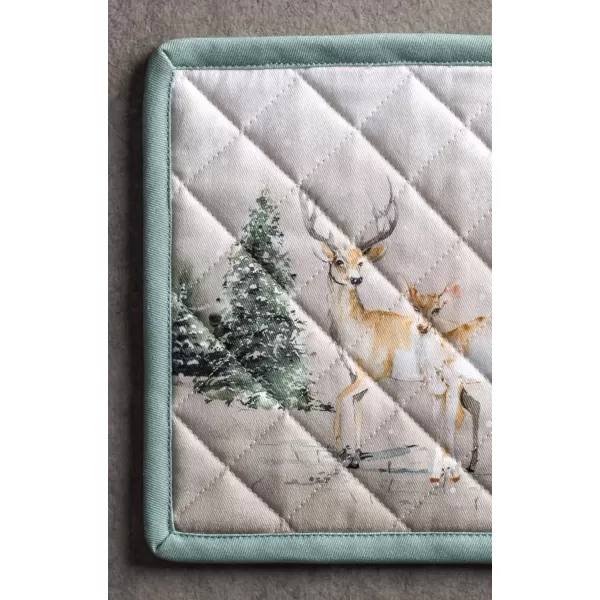 imageMaison d Hermine Pot Holder 100 Cotton Potholder Set of 2 Heat Resistant 8quotx8quot with Loop Hot Pads Kitchen Baking Barbeque ampamp Microwave Kalahari  ThanksgivingChristmas11  Deer in the Woods