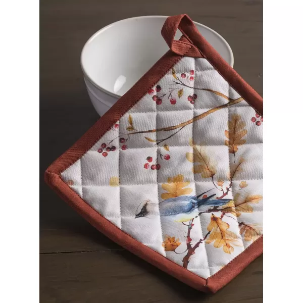 imageMaison d Hermine Pot Holder 100 Cotton Potholder Set of 2 Heat Resistant 8quotx8quot with Loop Hot Pads Kitchen Baking Barbeque ampamp Microwave Kalahari  ThanksgivingChristmas37  Oak Leaves