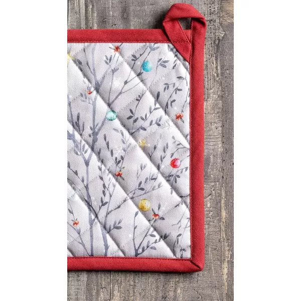 imageMaison d Hermine Pot Holder 100 Cotton Potholder Set of 2 Heat Resistant 8quotx8quot with Loop Hot Pads Kitchen Baking Barbeque ampamp Microwave Kalahari  ThanksgivingChristmas30  Fairy Christmas
