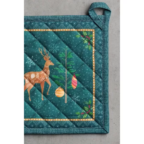 imageMaison d Hermine Pot Holder 100 Cotton Potholder Set of 2 Heat Resistant 8quotx8quot with Loop Hot Pads Kitchen Baking Barbeque ampamp Microwave Kalahari  ThanksgivingChristmas45  Hygge Christmas