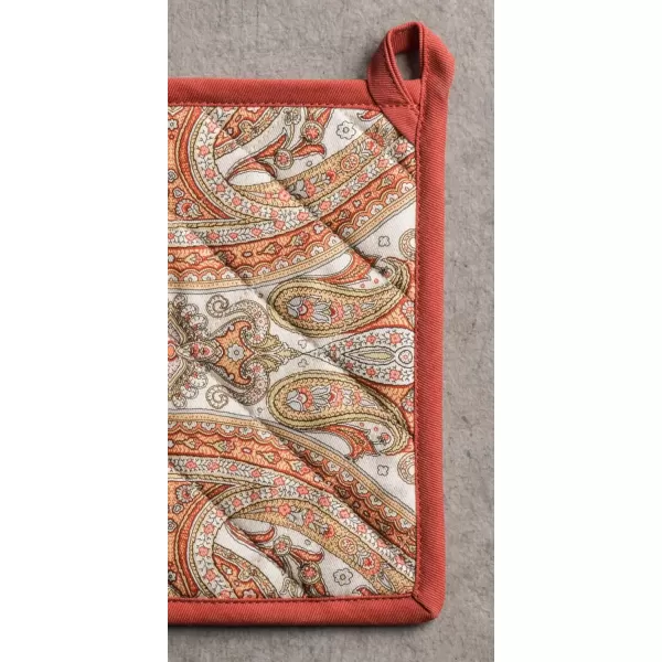 imageMaison d Hermine Pot Holder 100 Cotton Potholder Set of 2 Heat Resistant 8quotx8quot with Loop Hot Pads Kitchen Baking Barbeque ampamp Microwave Kalahari  ThanksgivingChristmas4  Kashmir Paisley
