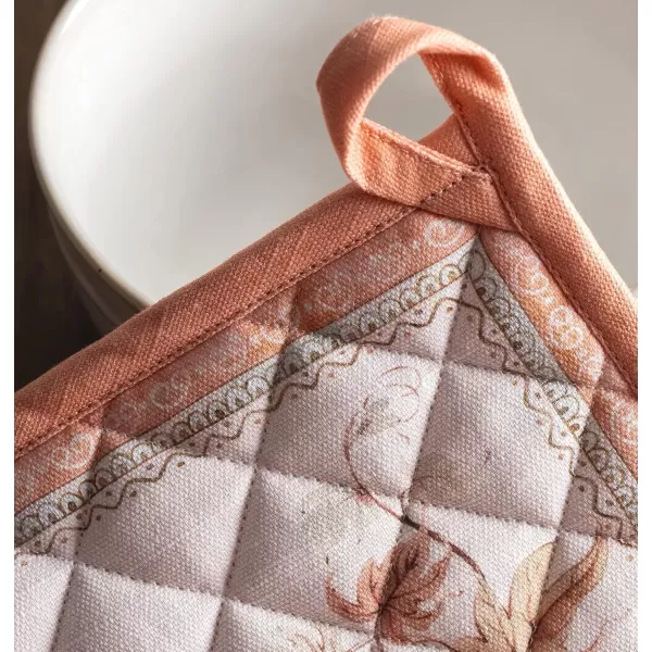 imageMaison d Hermine Pot Holder 100 Cotton Potholder Set of 2 Heat Resistant 8quotx8quot with Loop Hot Pads Kitchen Baking Barbeque ampamp Microwave Kalahari  ThanksgivingChristmas34  Giving Thanks