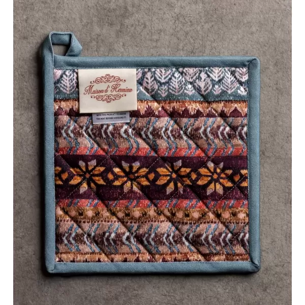 imageMaison d Hermine Pot Holder 100 Cotton Potholder Set of 2 Heat Resistant 8quotx8quot with Loop Hot Pads Kitchen Baking Barbeque ampamp Microwave Kalahari  ThanksgivingChristmas3  Fair Isle